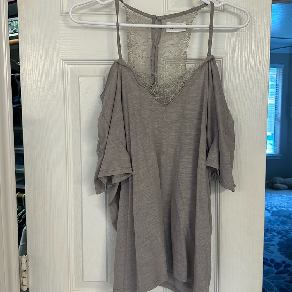 Mustard Seed off shoulder lace inset top
